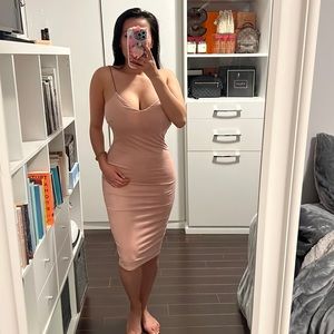 Blush pink velvet dress